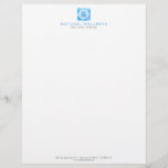 Modern Abstract Blue Floral Logo Wellness Letterhead<br><div class="desc">Coordinates with the Modern Abstract Blue Floral Logo Wellness Business Card Template by 1201AM. A modern, abstract floral motif is centered on a square of sky blue watercolor textures for a unique logo on this personalized letterhead. Created to represent harmony and balance, this design can work for a variety of...</div>