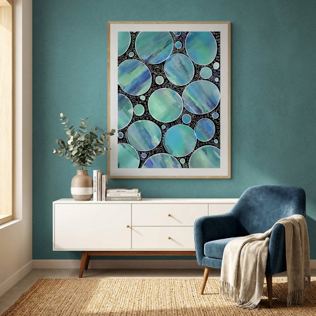 Modern abstract  blue geometric shapes watercolor  poster (Creator Uploaded)