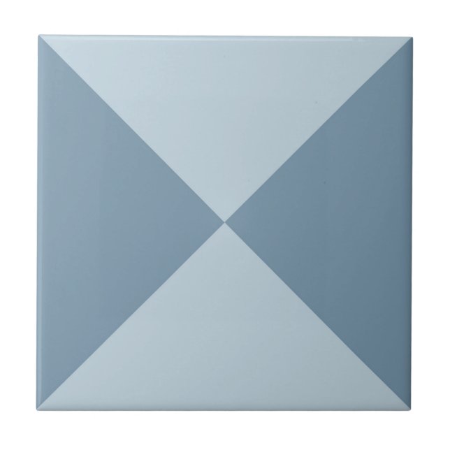 Modern Abstract Blue Geometric Triangle Pattern Ceramic Tile (Front)