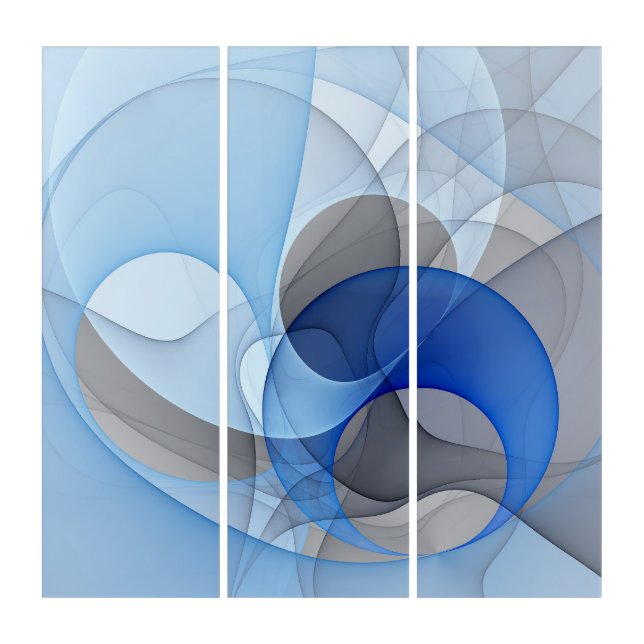 Modern Abstract Blue Gray Fractal Art Graphic (Front)