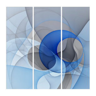 Modern Abstract Blue Gray Fractal Art Graphic