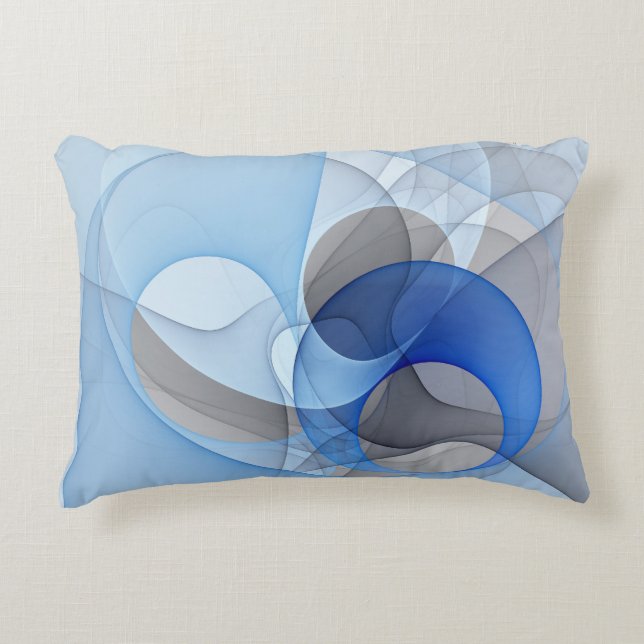 Modern Abstract Blue Gray Fractal Art Graphic Accent Pillow (Front)
