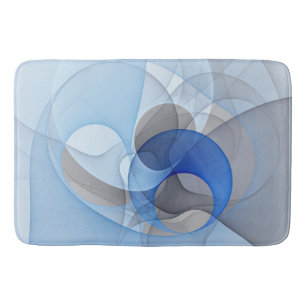 Modern Abstract Blue Gray Fractal Art Graphic Bath Mat
