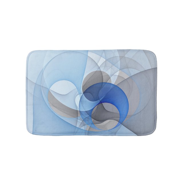 Modern Abstract Blue Gray Fractal Art Graphic Bath Mat (Front)