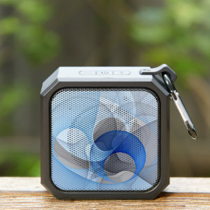 Modern Abstract Blue Gray Fractal Art Graphic Bluetooth Speaker