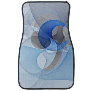 Modern Abstract Blue Gray Fractal Art Graphic Car Floor Mat