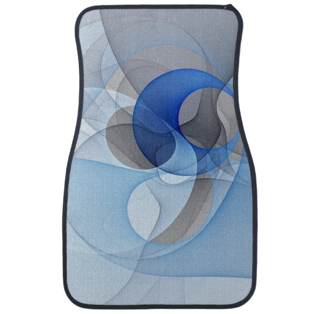 Modern Abstract Blue Gray Fractal Art Graphic Car Floor Mat (Front)