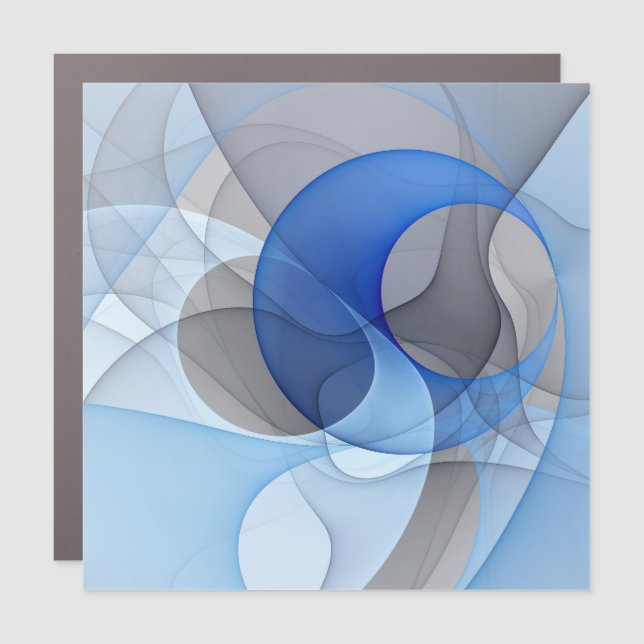 Modern Abstract Blue Gray Fractal Art Graphic Car Magnet (Front)