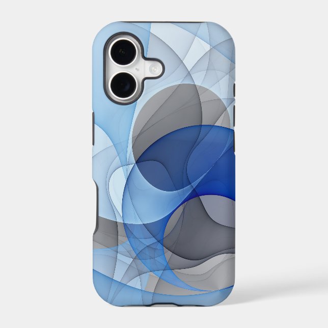 Modern Abstract Blue Gray Fractal Art Graphic Case-Mate iPhone Case (Back)