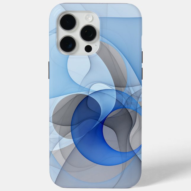 Modern Abstract Blue Gray Fractal Art Graphic Case-Mate iPhone Case (Back)