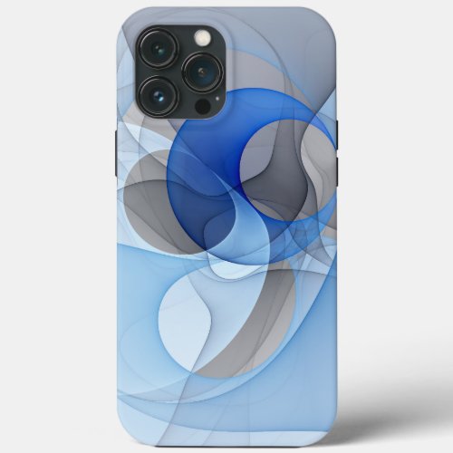 Modern Abstract Blue Gray Fractal Art Graphic iPhone 13 Pro Max Case