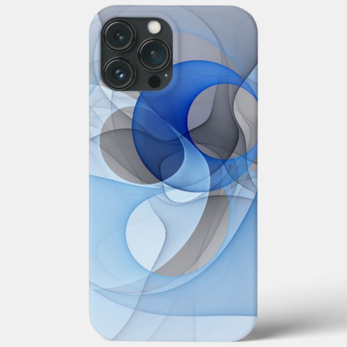 Modern Abstract Blue Gray Fractal Art Graphic iPhone 13 Pro Max Case