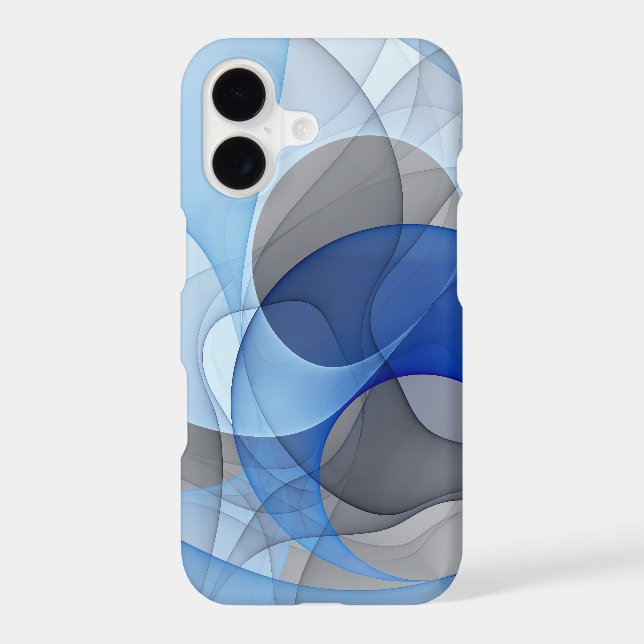 Modern Abstract Blue Gray Fractal Art Graphic Case-Mate iPhone Case (Back)