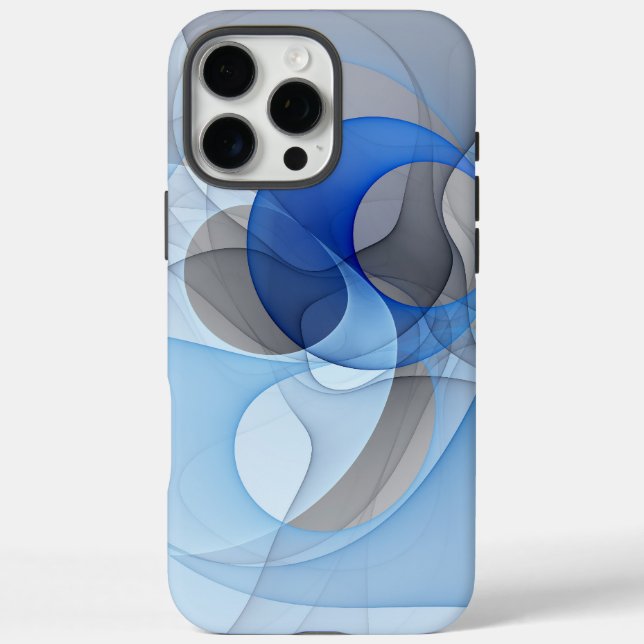 Modern Abstract Blue Gray Fractal Art Graphic Case-Mate iPhone Case (Back)