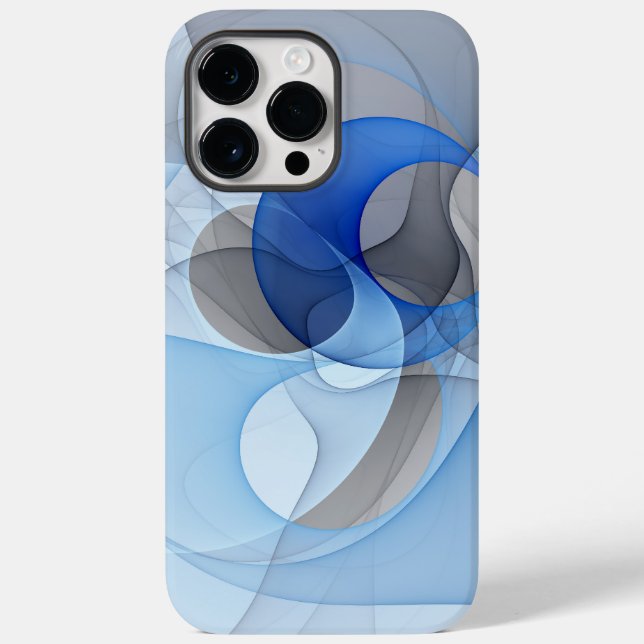 Modern Abstract Blue Gray Fractal Art Graphic Case-Mate iPhone Case (Back)