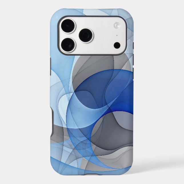 Modern Abstract Blue Gray Fractal Art Graphic Case-Mate iPhone Case (Back)