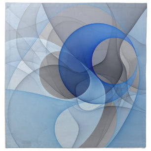 Modern Abstract Blue Gray Fractal Art Graphic Cloth Napkin