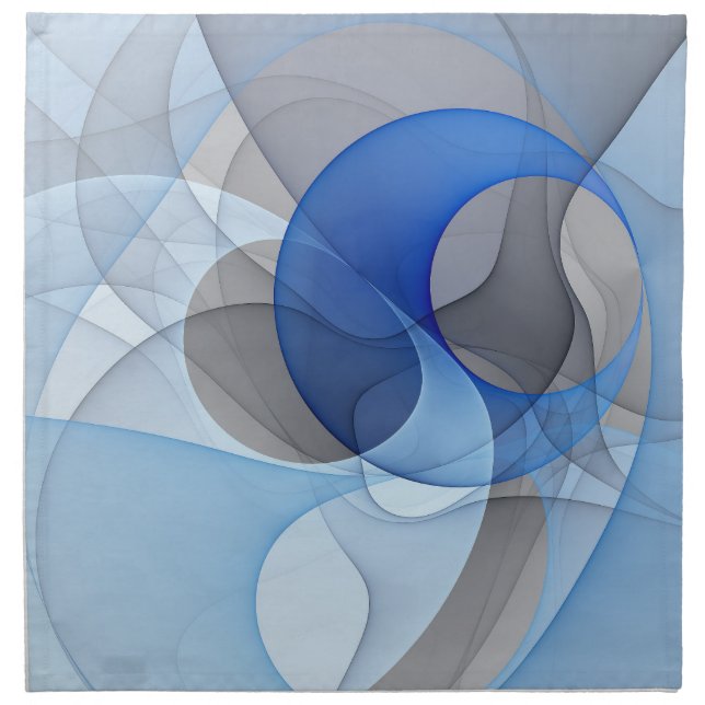 Modern Abstract Blue Gray Fractal Art Graphic Cloth Napkin (Front)