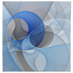 Modern Abstract Blue Gray Fractal Art Graphic Cloth Napkin