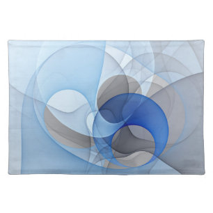 Modern Abstract Blue Gray Fractal Art Graphic Cloth Placemat