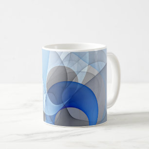 Modern Abstract Blue Gray Fractal Art Graphic Coffee Mug
