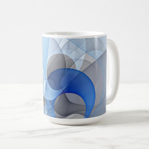 Modern Abstract Blue Gray Fractal Art Graphic Coffee Mug