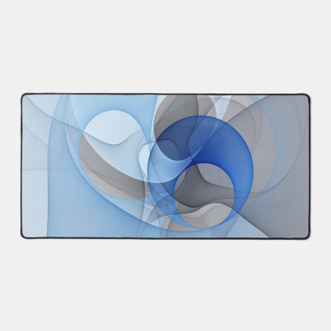 Modern Abstract Blue Gray Fractal Art Graphic Desk Mat (Front)
