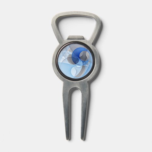 Modern Abstract Blue Gray Fractal Art Graphic Divot Tool