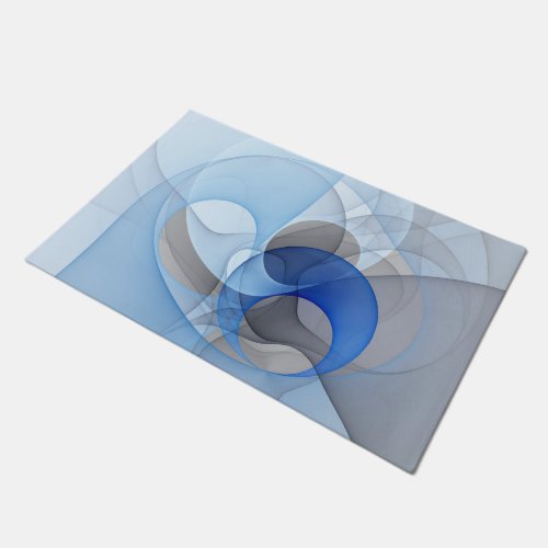 Modern Abstract Blue Gray Fractal Art Graphic Doormat