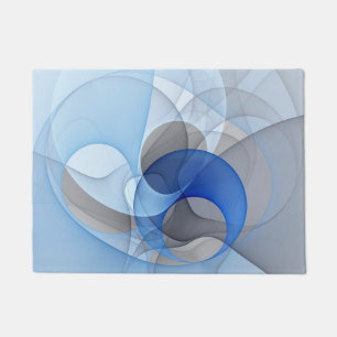 Modern Abstract Blue Gray Fractal Art Graphic Doormat