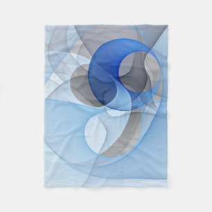 Modern Abstract Blue Gray Fractal Art Graphic Fleece Blanket