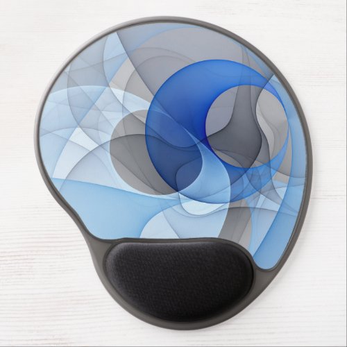 Modern Abstract Blue Gray Fractal Art Graphic Gel Mouse Pad