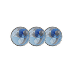 Modern Abstract Blue Gray Fractal Art Graphic Golf Ball Marker