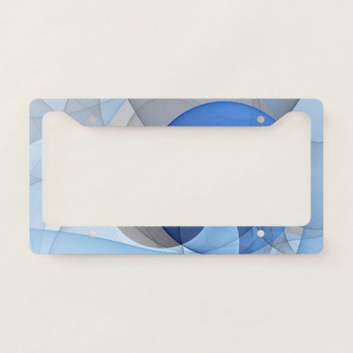 Modern Abstract Blue Gray Fractal Art Graphic License Plate Frame