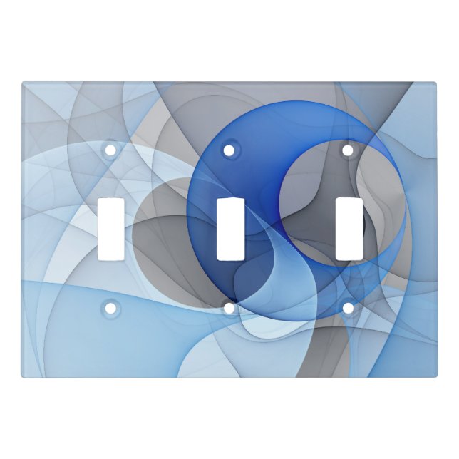 Modern Abstract Blue Gray Fractal Art Graphic Light Switch Cover (Front)