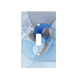 Modern Abstract Blue Gray Fractal Art Graphic Light Switch Cover