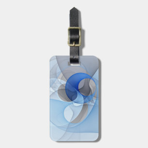 Modern Abstract Blue Gray Fractal Art Graphic Luggage Tag