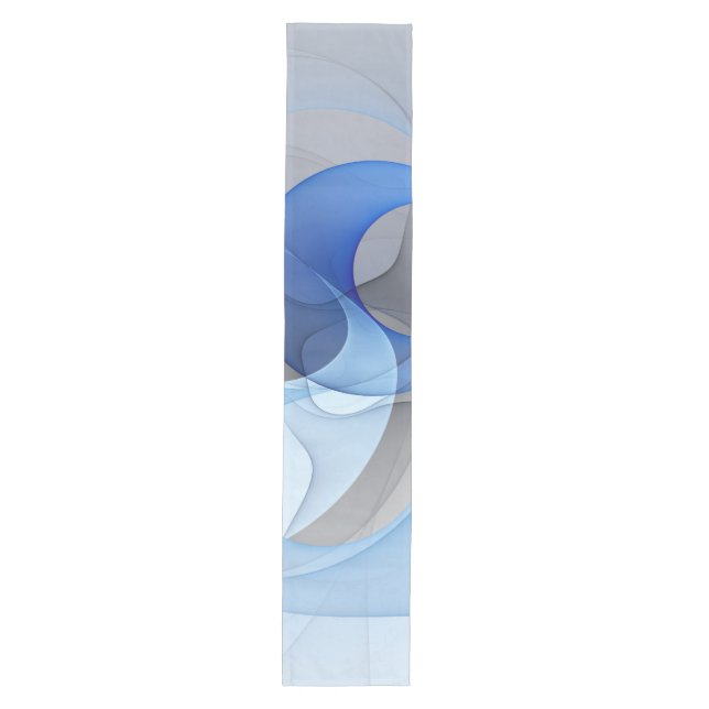 Modern Abstract Blue Gray Fractal Art Graphic Medium Table Runner (Front)