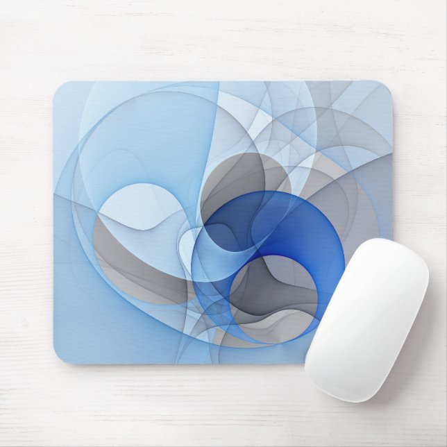 Modern Abstract Blue Gray Fractal Art Graphic Mouse Pad (With Mouse)