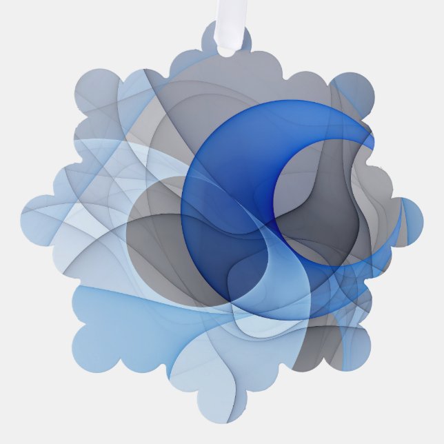 Modern Abstract Blue Gray Fractal Art Graphic Ornament Card (Front)