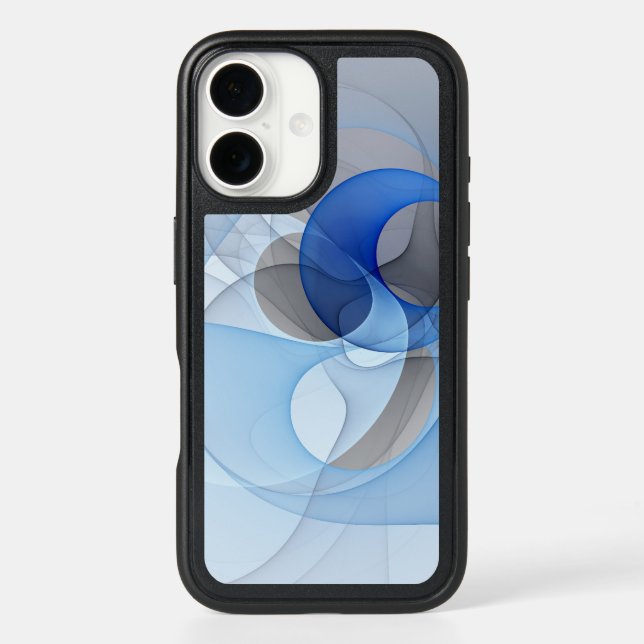 Modern Abstract Blue Gray Fractal Art Graphic Otterbox iPhone Case (Back)