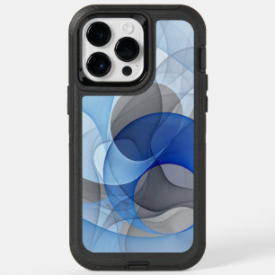 Modern Abstract Blue Gray Fractal Art Graphic OtterBox iPhone 14 Pro Max Case