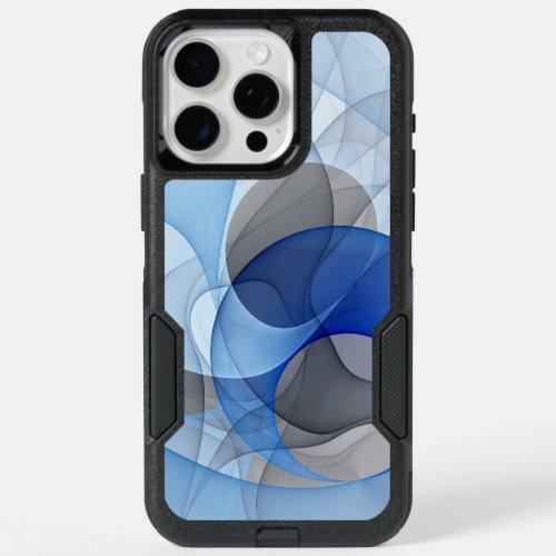 Modern Abstract Blue Gray Fractal Art Graphic iPhone 15 Pro Max Case