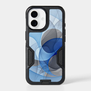 Modern Abstract Blue Gray Fractal Art Graphic iPhone 17 Case