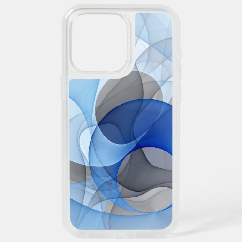 Modern Abstract Blue Gray Fractal Art Graphic iPhone 15 Pro Max Case