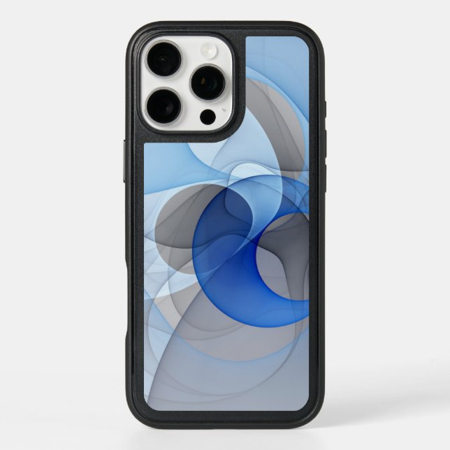 Modern Abstract Blue Gray Fractal Art Graphic Otterbox iPhone Case (Back)