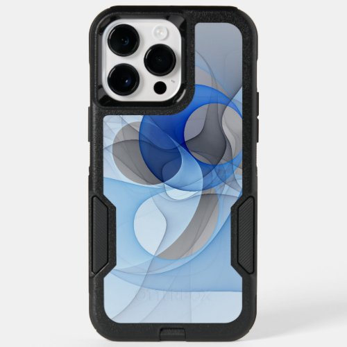 Modern Abstract Blue Gray Fractal Art Graphic OtterBox iPhone 14 Pro Max Case