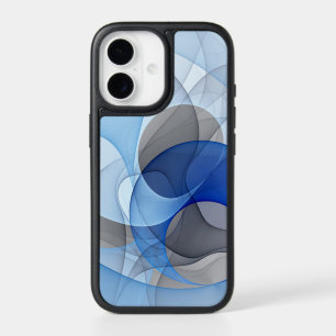 Modern Abstract Blue Gray Fractal Art Graphic iPhone 17 Case
