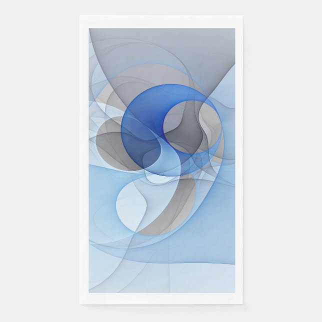 Modern Abstract Blue Gray Fractal Art Graphic Paper Guest Towels (Front)
