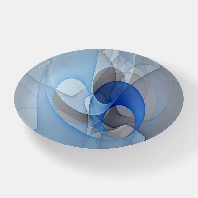Modern Abstract Blue Gray Fractal Art Graphic Paperweight (Front)
